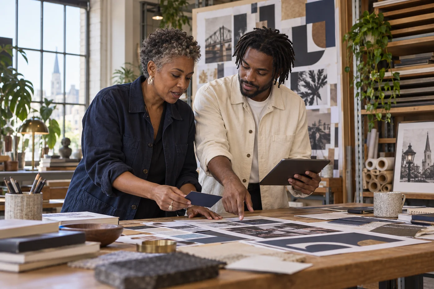 Designers collaborating in studio